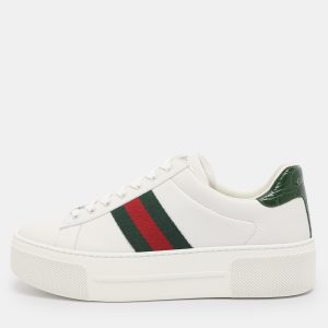 Gucci White Leather Web Ace Platform Sneakers Size 38, Athletic Shoes & Sneakers - Luxury Closet