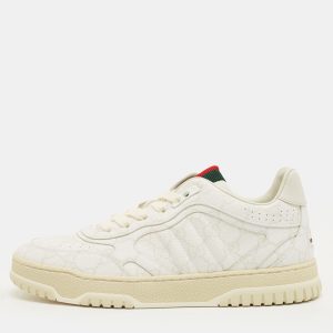 Gucci White/Beige GG Supreme Canvas Re-Web Sneakers Size 38.5, Athletic Shoes & Sneakers - Luxury Closet