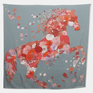 Herm&egrave;s Grey Robe Legere Printed Silk Square Scarf, Scarves & Shawls - Luxury Closet