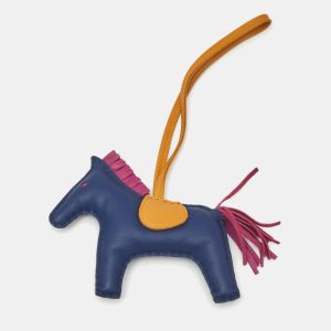 Herm&egrave;s Bleu de Malte/Anemone/Natural Milo Leather GriGri Rodeo Bag Charm MM, Luggage Accessories - Luxury Closet