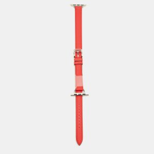 Hermes Rouge Radieux Swift Leather Apple Watch Strap 40 MM, Mobile Phone Cases - Luxury Closet