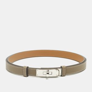 Herm&egrave;s Kelly Adjustable Belt Taupe Epsom Leather, Belt Buckles - Luxury Closet