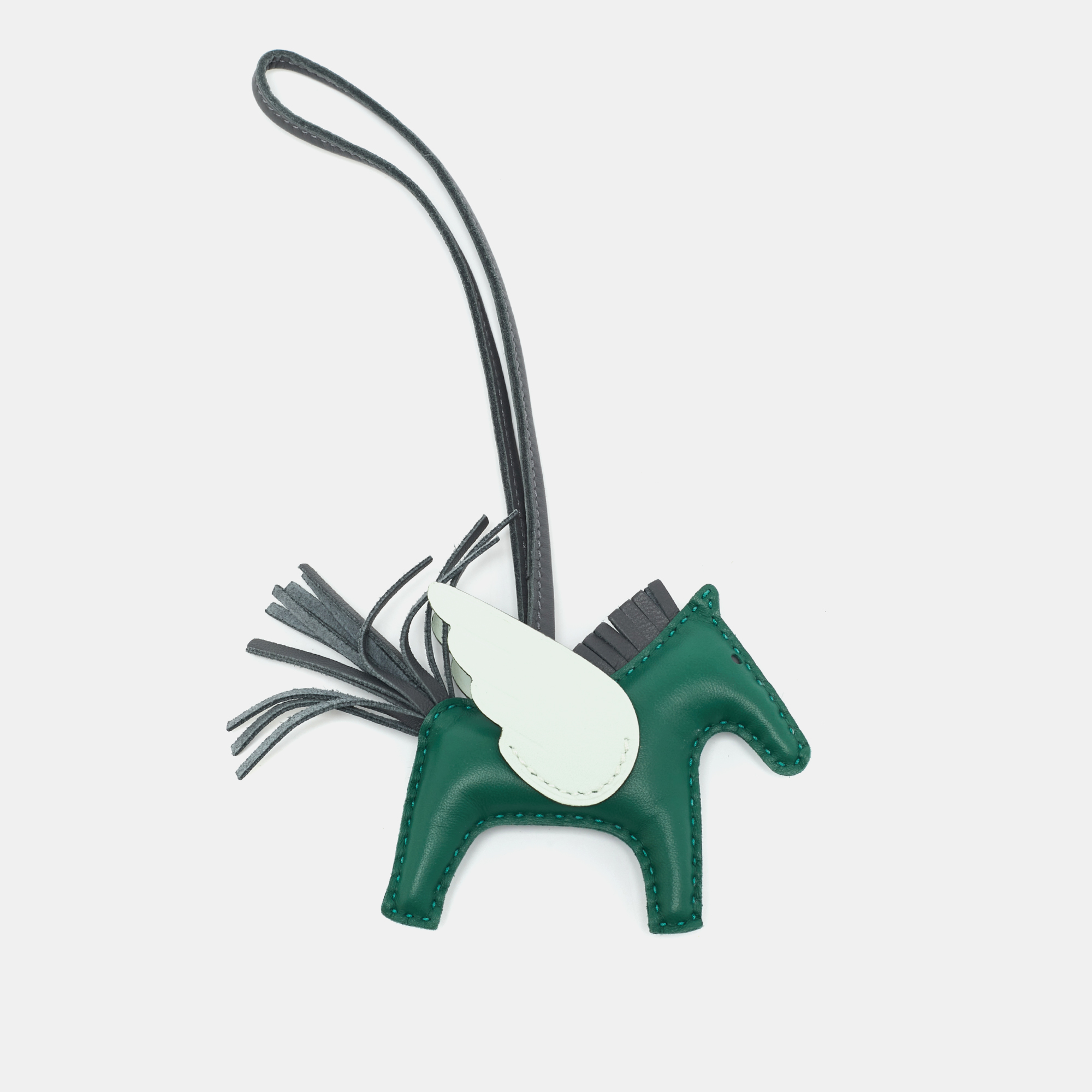 Hermès Rodeo Pegase PM Bag Charm Vert Moyen/Ardoise/Vert Peppermint Milo Leather, Luggage Accessories - Luxury Closet