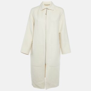 Hermes Cream Cashmere Zip Up Mid Length Coat S, Coats & Jackets - Luxury Closet
