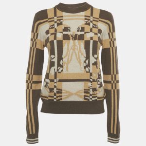Hermes Brown/Beige Patterned Cashmere Brides de Gala Long Sleeve Jumper M, Sweaters & Cardigans - Luxury Closet