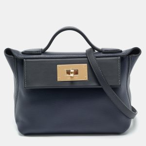 Hermès Bleu Nuit/Caban Evercolor and Swift Leather Permabrass Finish 24/24 21 Bag, Satchels - Luxury Closet
