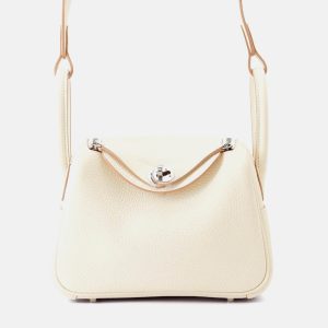 Hermes Lindy Mini Craie Taurillon Clemence Bag, Tote Handbags - Luxury Closet