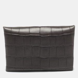 Herm&egrave;s Graphite Matte Alligator Calvi Card Holder, Wallets & Money Clips - Luxury Closet