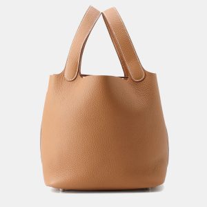 Hermes Picotin Lock 22  Gold Taurillon Clemence Bag, Tote Handbags - Luxury Closet