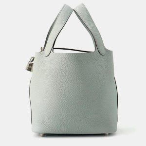 Hermes Picotin Lock Blue Pale Taurillon Clemence PM, Tote Handbags - Luxury Closet