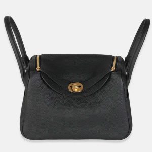Hermes Lindy 26  Black Clemence Bag, Tote Handbags - Luxury Closet
