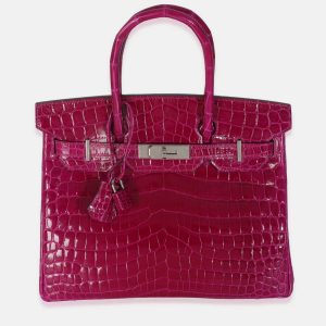 Hermes Birkin 30 Rose Pourpre Shiny Niloticus Bag, Tote Handbags - Luxury Closet