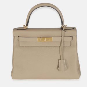 Hermes  Kelly 28  Trench Clemence Retourne Bag, Satchels - Luxury Closet