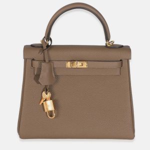 Hermes Kelly 25 Beige De Weimar Togo Retourne Bag, Satchels - Luxury Closet