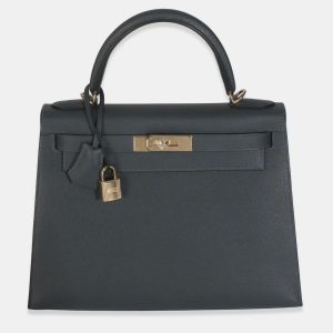 Hermes Sellier Kelly 28 Gris Misty Epsom Bag, Satchels - Luxury Closet