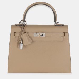 Hermes  Sellier Kelly 25 Poussiere Epsom Bag, Satchels - Luxury Closet