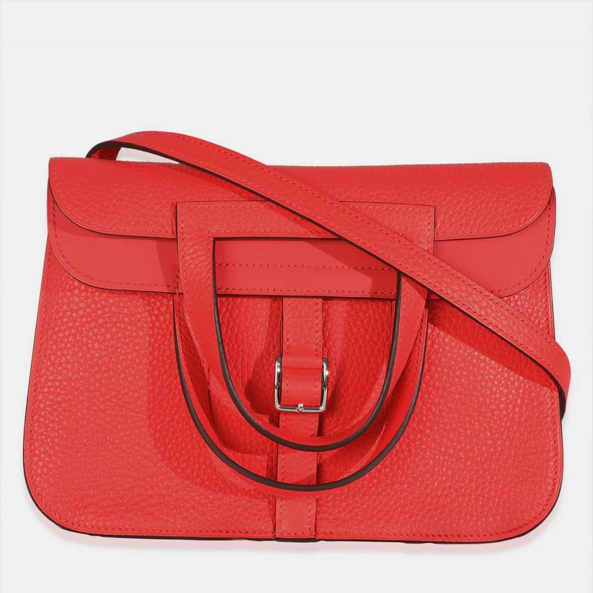 Hermes Halzan 25 Rose Texas Clemence Bag, Handbags - Luxury Closet