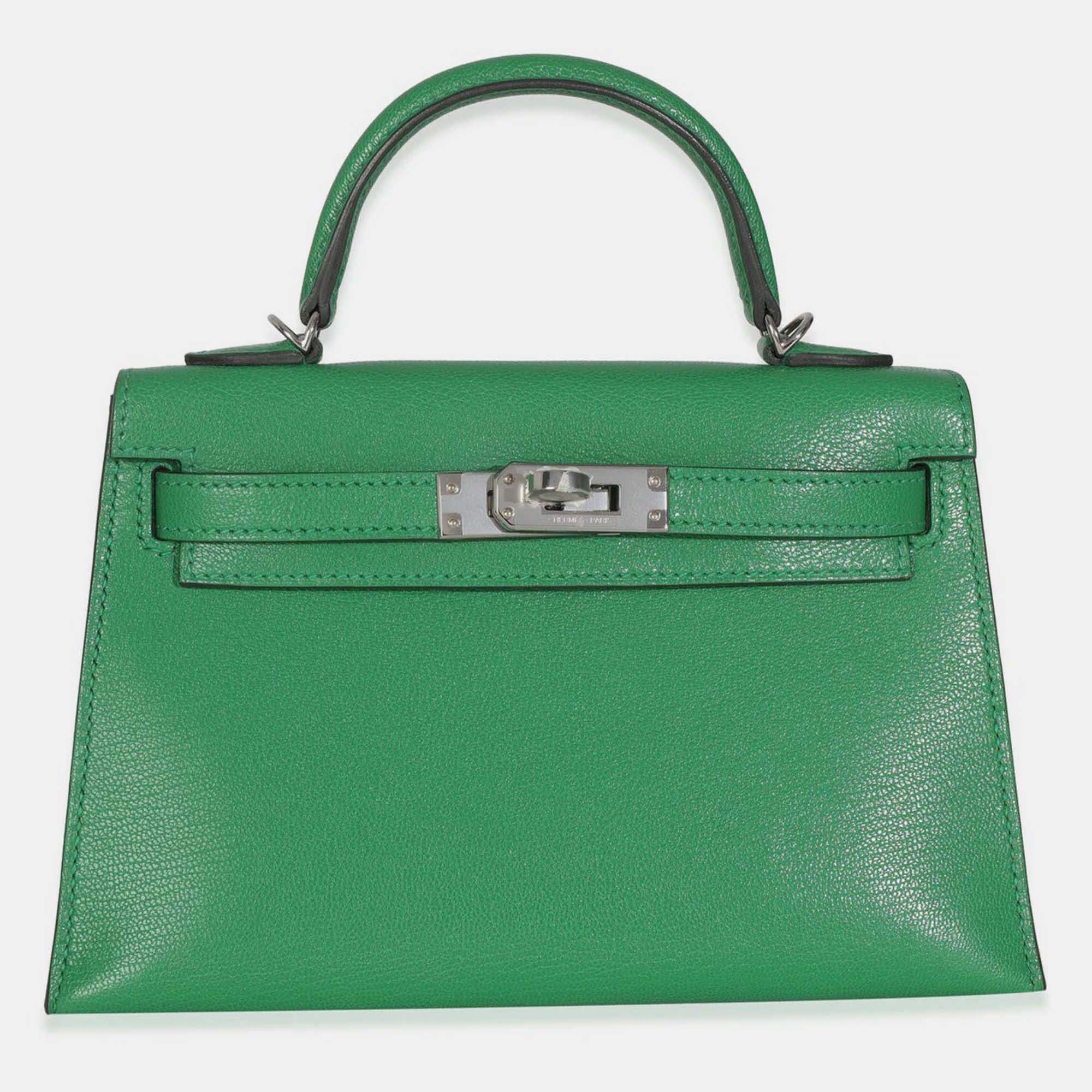 Hermes Chamkila Chevre Bamboo Mini Sellier Kelly 20 II, Satchels - Luxury Closet