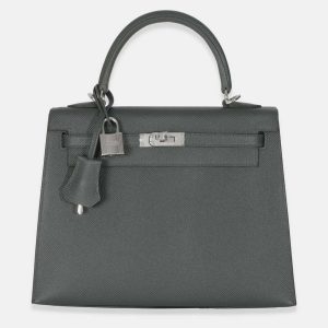 Hermes Vert Mangrove Epsom Sellier Kelly 25 SHW, Satchels - Luxury Closet