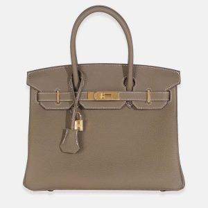 Hermes Etoupe Togo Birkin 30 GHW, Tote Handbags - Luxury Closet