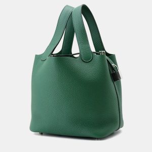 Hermes Picotin Padlock 18 Vert Moyen Taurillon Clemence Tote, Tote Handbags - Luxury Closet