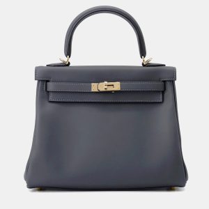 Hermes Kelly Retourne Sewing Verso Grimist/Black Swift Leather Size 25, Satchels - Luxury Closet