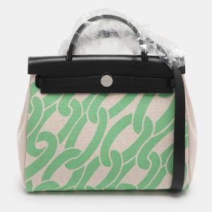 Herm&egrave;s Vert Comics/Black H Plume Canvas and Vache Hunter Leather Maillons & Co Motif Herbag Zip 31 Bag, Handbags - Luxury Closet