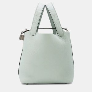 Hermes Picotin Lock 18 Blue Pale Taurillon Clemence Bag, Tote Handbags - Luxury Closet