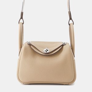 Hermes Lindy Verso Trench/Etoupe Taurillon Clemence Size Mini, Tote Handbags - Luxury Closet