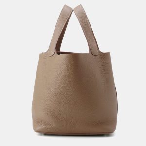 Hermes Picotin Lock Etoupe Taurillon Clemence Size 22, Tote Handbags - Luxury Closet