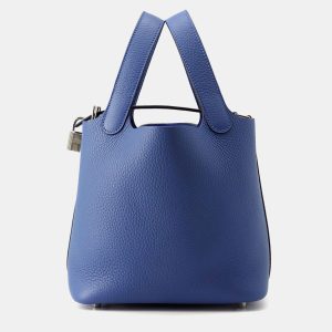 Hermes Picotin Lock Blue Tie Taurillon Clemence 18, Tote Handbags - Luxury Closet