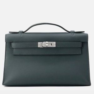 Hermes Pochettekelly Vert Mangrove Swift Leather, Satchels - Luxury Closet