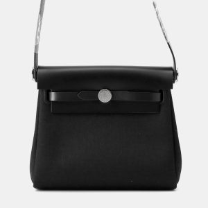 Hermes Herbag Zip  Size Mini Black Military Vache Hunter Leather Toile Bag, Tote Handbags - Luxury Closet