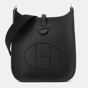 Hermes Evelyne Long Black Taurillon Clemence TPM, Tote Handbags - Luxury Closet