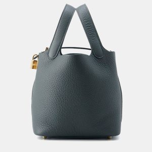 Hermes Picotin Lock Vert Mangrove Taurillon Clemence PM, Tote Handbags - Luxury Closet
