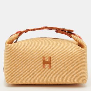 Hermes Bride-a-Brac Carre Small Fauve Canvas Case, Handbags - Luxury Closet