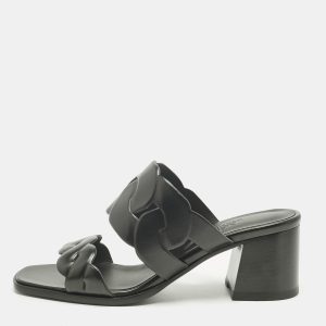Hermes Black Leather Gaby Sandals Size 39, Sandals - Luxury Closet