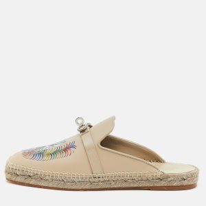 Hermes Cream Leather Tiger Royal Print Oz Mules Size 38, Sandals - Luxury Closet