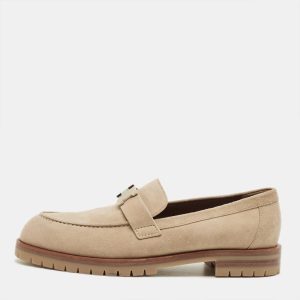 Herm&egrave;s Faubourg Size 40.5 Beige Suede Slip On Loafers, Loafers & Slip-Ons - Luxury Closet