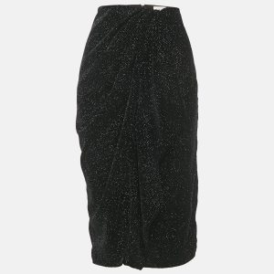 Isabel Marant Etoile Black Glittered Velvet Alyssa Midi Skirt M, Skirts - Luxury Closet