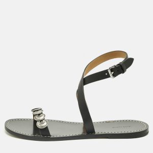 Isabel Marant Black Leather Eldory Ankle Strap Flat Sandals Size 41, Sandals - Luxury Closet