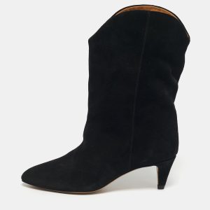 Isabel Marant Black Suede Dernee High Ankle Length Boots Size 36, Boots - Luxury Closet
