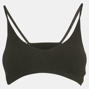 Jacquemus Black Rib Knit Le Bandeau Bralette Top S, Shirts & Tops - Luxury Closet