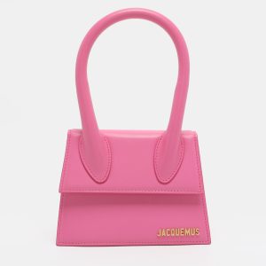 Jacquemus Le Chiquito Moyen Pink Leather Top Handle Bag, Satchels - Luxury Closet