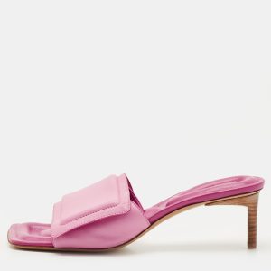 Jacquemus Pink Leather Les Piscine Mules Size 37, Sandals - Luxury Closet