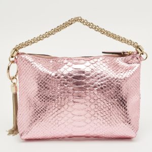 Jimmy Choo Metallic Pink Python Callie Clutch Bag, Clutches & Special Occasion Bags - Luxury Closet