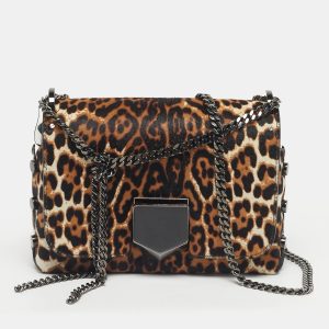 Jimmy Choo Multicolor Leopard Print Calf Hair Lockett Petite Shoulder Bag, Shoulder Bags - Luxury Closet