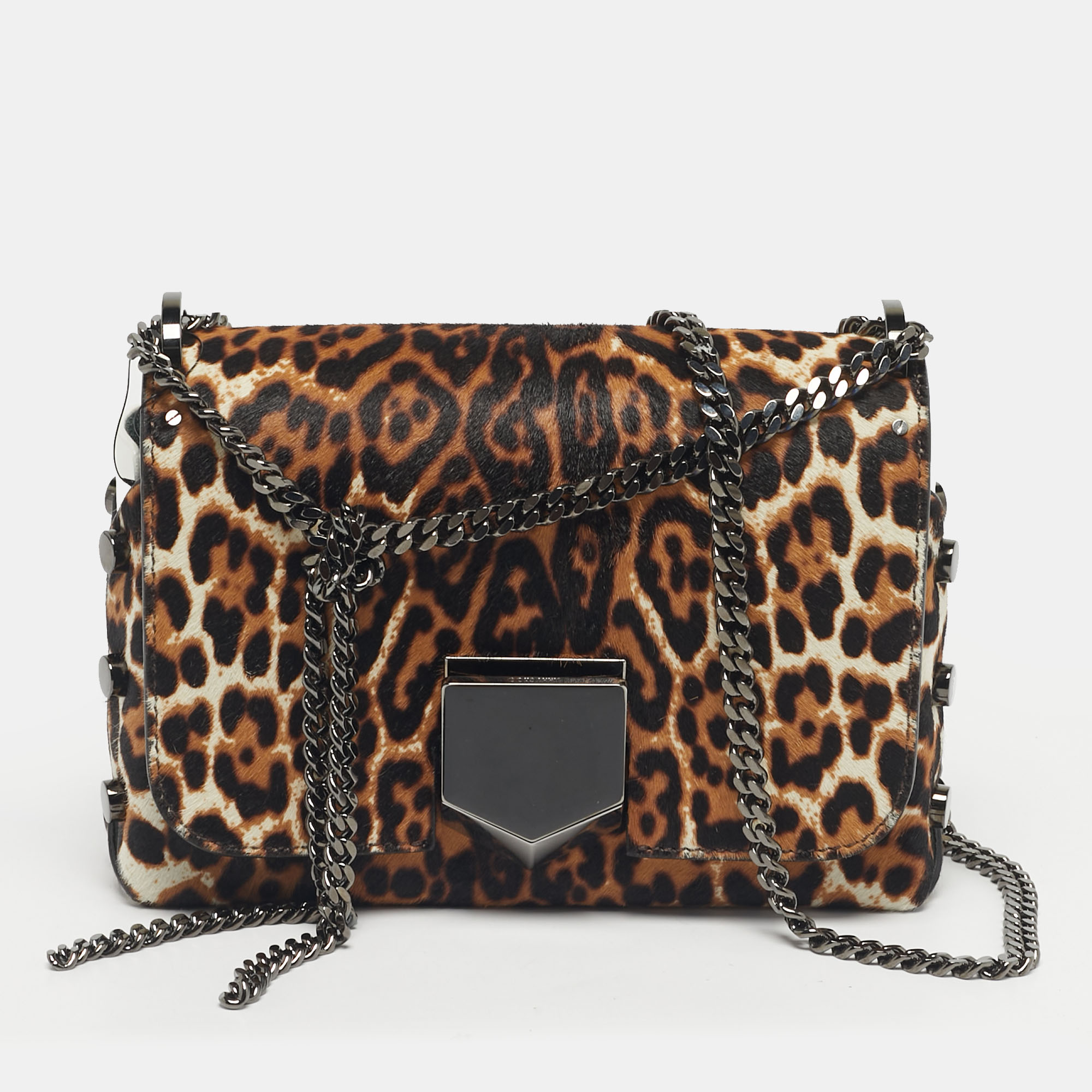 Jimmy Choo Multicolor Leopard Print Calf Hair Lockett Petite Shoulder Bag, Shoulder Bags - Luxury Closet