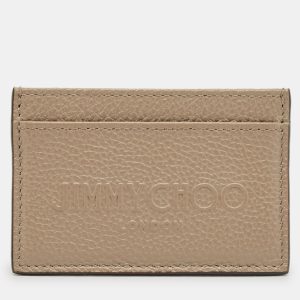 Jimmy Choo Beige Leather Logo Embossed Card Holder, Wallets & Money Clips - Luxury Closet