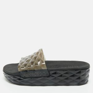 Jimmy Choo Grey Rubber Diamond Flat Sandals Size 40, Sandals - Luxury Closet